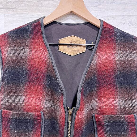 Woolrich Vintage Tweed Hunting Vest Jacket Plaid Full Zip USA Made Mens Large - Picture 2 of 7